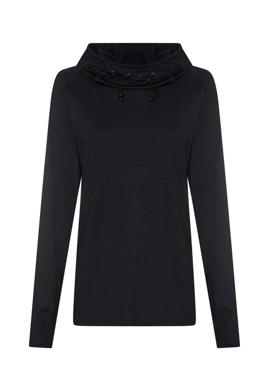 WOMEN'S COOL COWL NECK TOP - Jet Black - colorimageurl