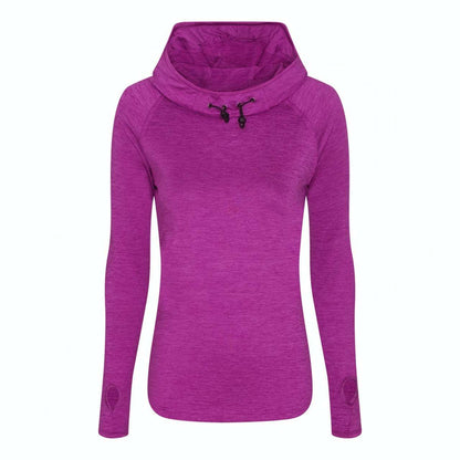 WOMEN'S COOL COWL NECK TOP - Raspberry Melange - colorimageurl