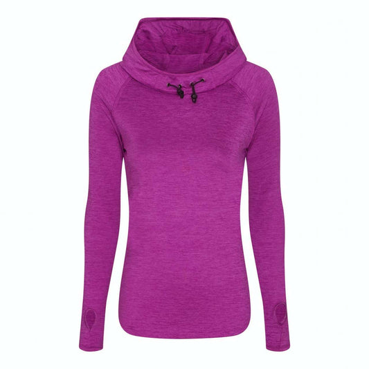 WOMEN'S COOL COWL NECK TOP - Raspberry Melange - colorimageurl