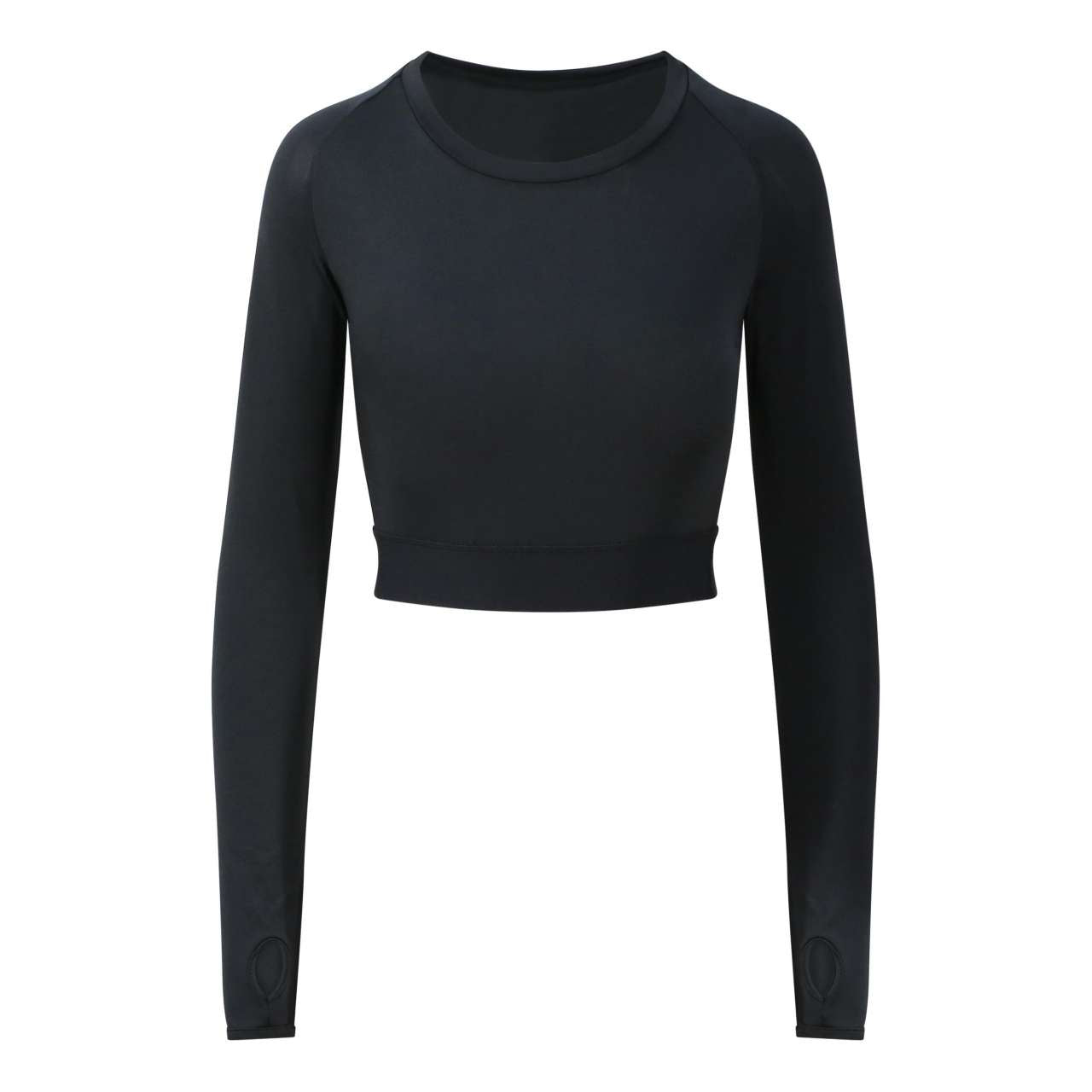 WOMEN'S LONG SLEEVE CROP T - Jet Black - colorimageurl