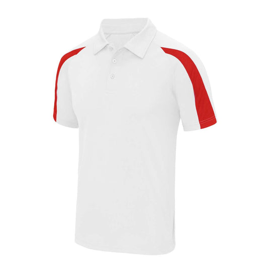 CONTRAST COOL POLO - Arctic White/Fire Red - colorimageurl