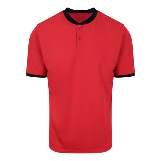 COOL STAND COLLAR SPORTS POLO - Fire Red/Jet Black - colorimageurl