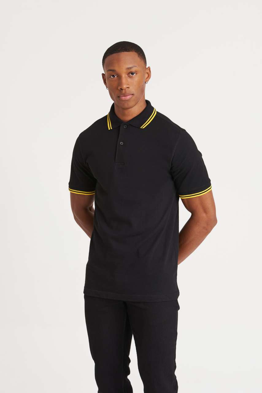 STRETCH TIPPED POLO - Black/Red - modelimageurl