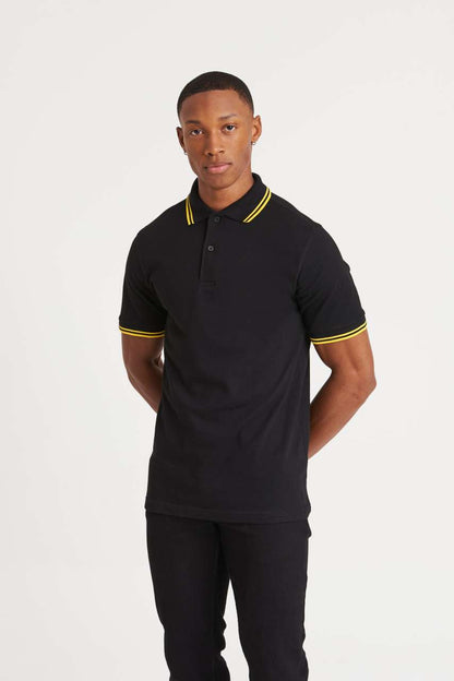 STRETCH TIPPED POLO - Black/Red - modelimageurl