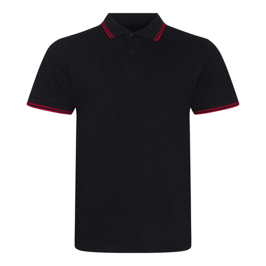 STRETCH TIPPED POLO - Black/Red - colorimageurl