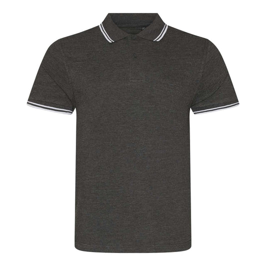 STRETCH TIPPED POLO - Charcoal/White - colorimageurl