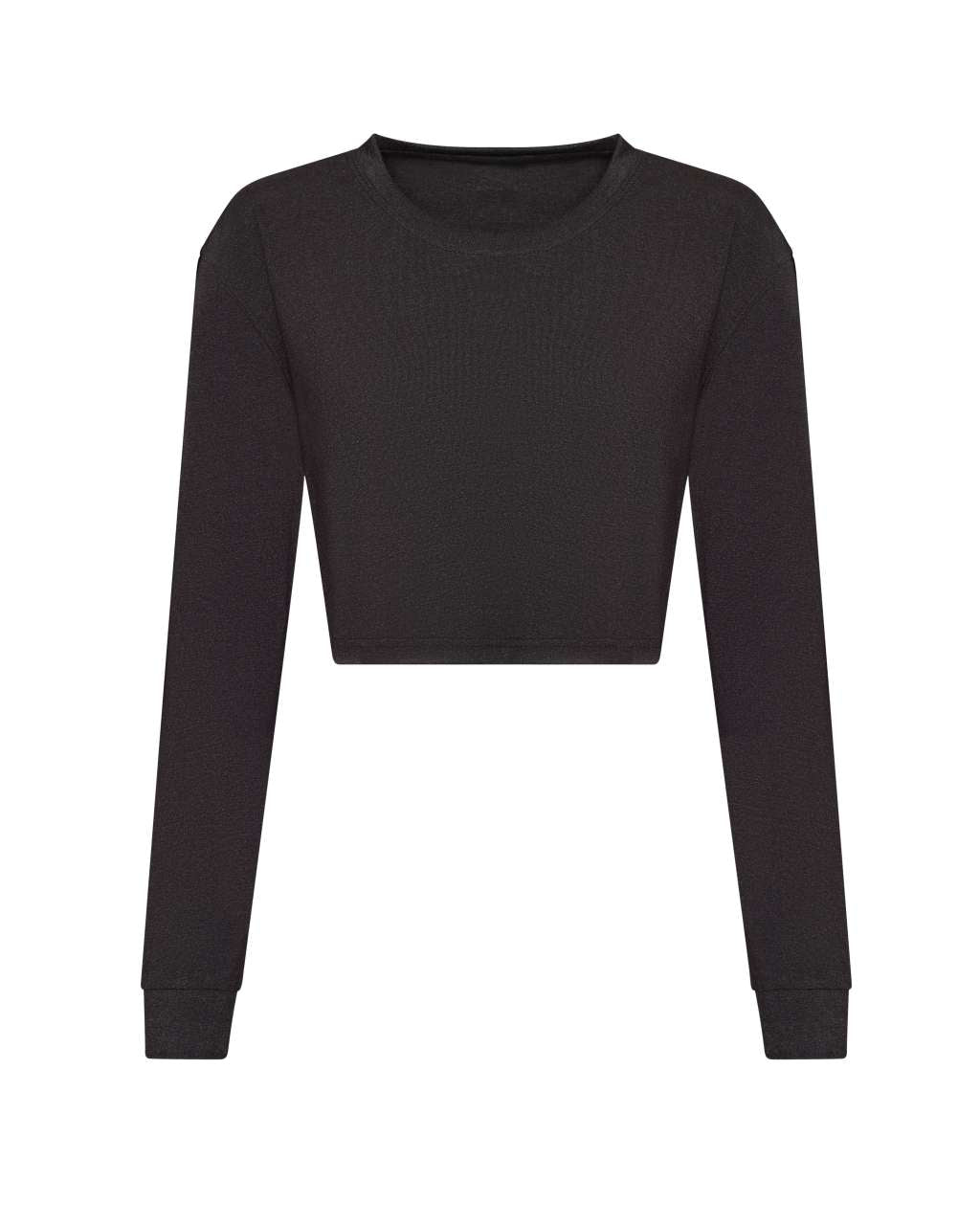 WOMEN'S L/S CROPPED T - Heather Black - colorimageurl