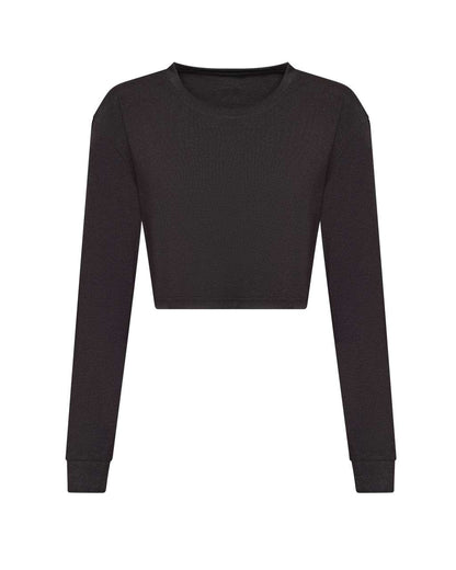 WOMEN'S L/S CROPPED T - Heather Black - colorimageurl