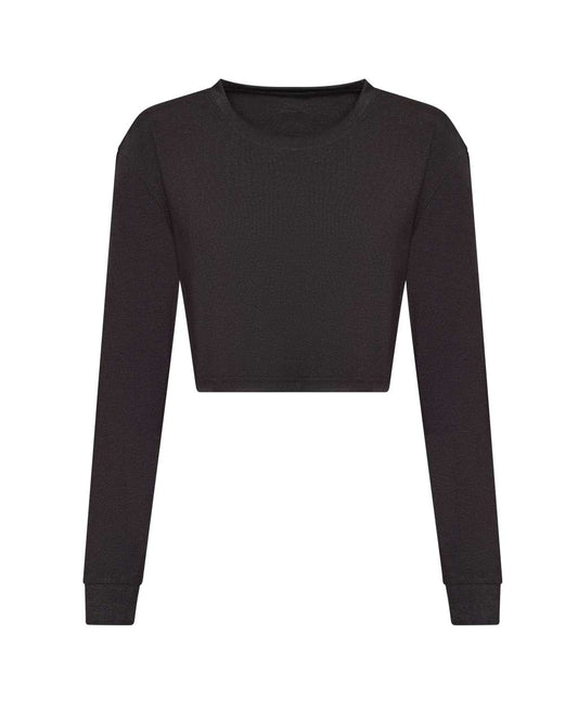 WOMEN'S L/S CROPPED T - Heather Black - colorimageurl