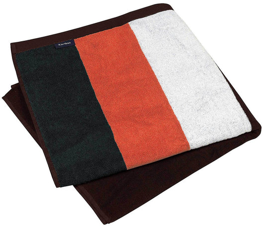 STRIPED BEACH TOWEL - Black/Orange/White/Chocolate - Main