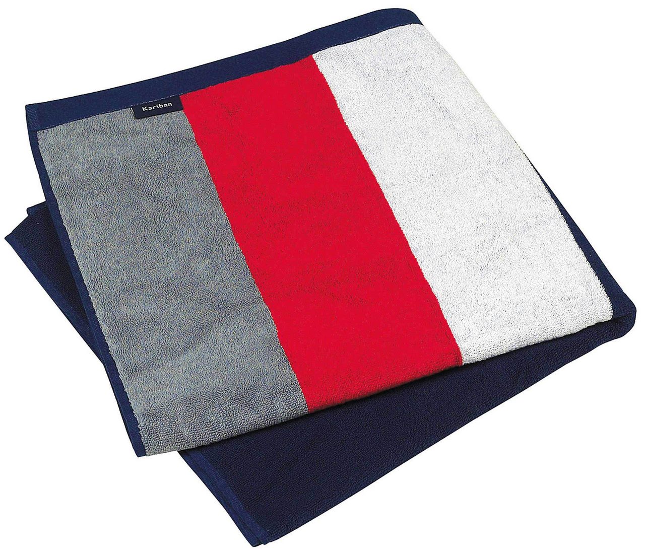 STRIPED BEACH TOWEL - Grey/Red/White/Navy - Main