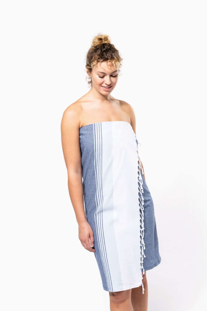 STRIPED FOUTA - Striped Denim/Sky Blue - modelimageurl