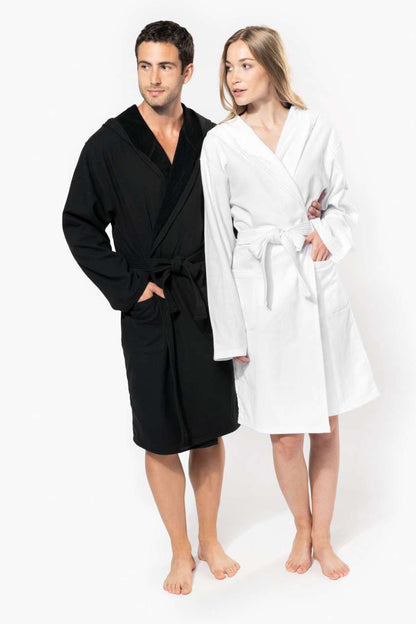 ORGANIC HOODED BATHROBE - Linen Grey - modelimageurl