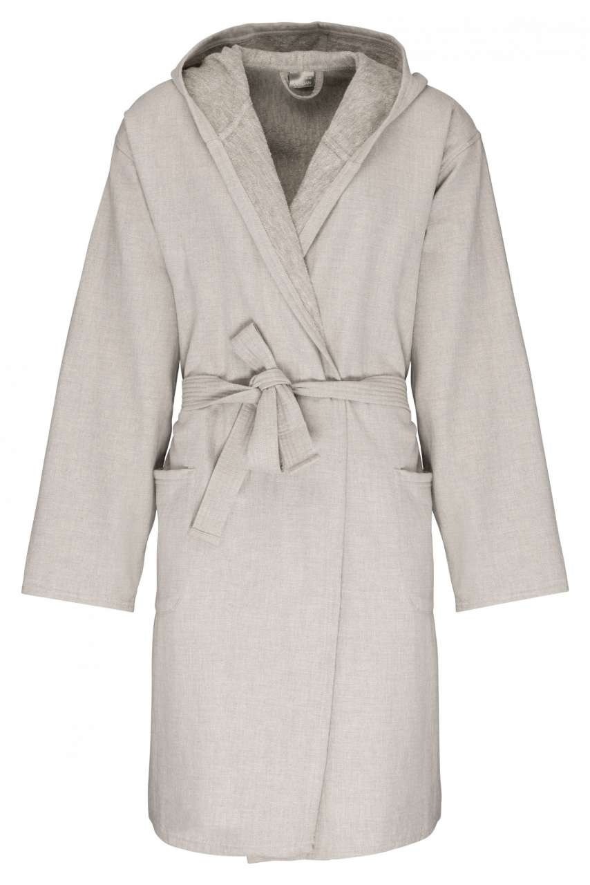 ORGANIC HOODED BATHROBE - Linen Grey - colorimageurl