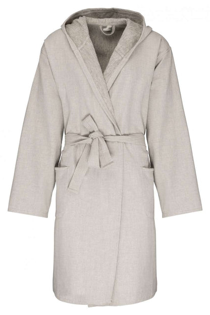 ORGANIC HOODED BATHROBE - Linen Grey - colorimageurl