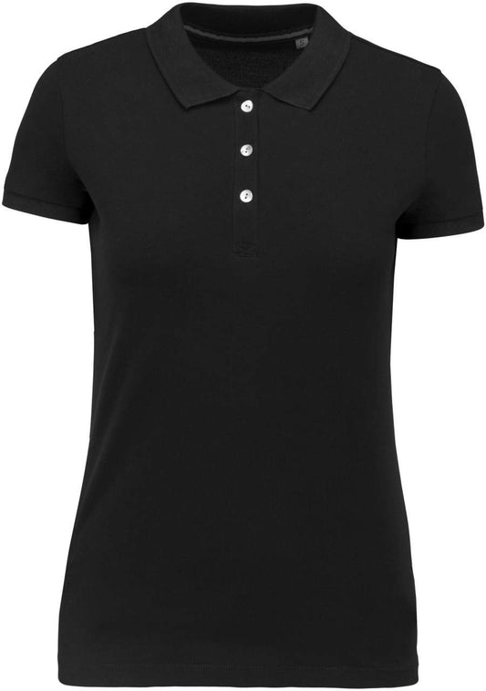 LADIES' SUPIMA® SHORT SLEEVE POLO SHIRT - Black - colorimageurl