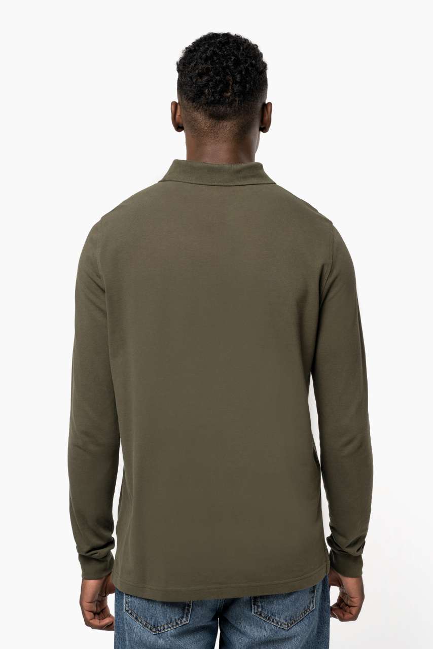 MEN'S LONG-SLEEVED POLO SHIRT - Black - Additional
