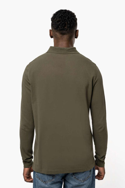 MEN'S LONG-SLEEVED POLO SHIRT - Forest Green - Additional
