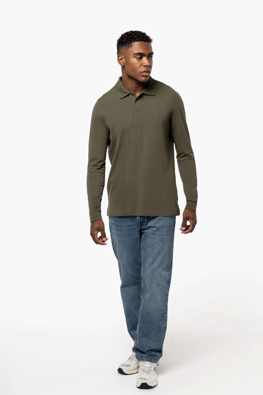 MEN'S LONG-SLEEVED POLO SHIRT - Black - Additional