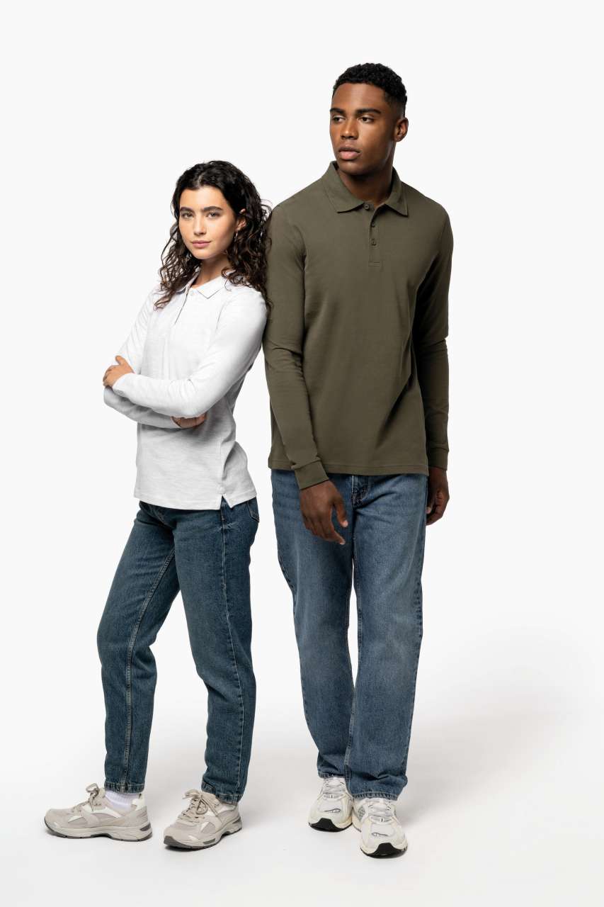 MEN'S LONG-SLEEVED POLO SHIRT - Chocolate - Additional