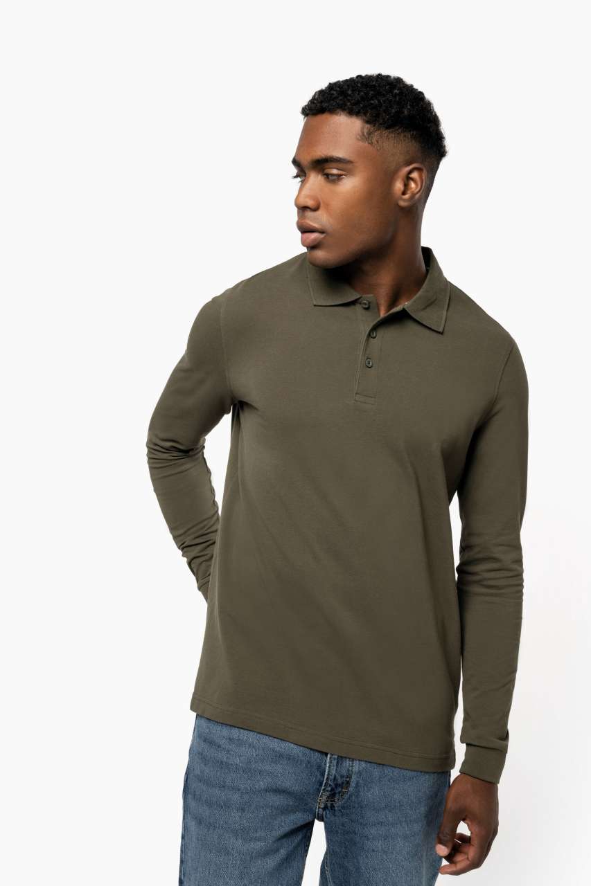 MEN'S LONG-SLEEVED POLO SHIRT - Black - Additional