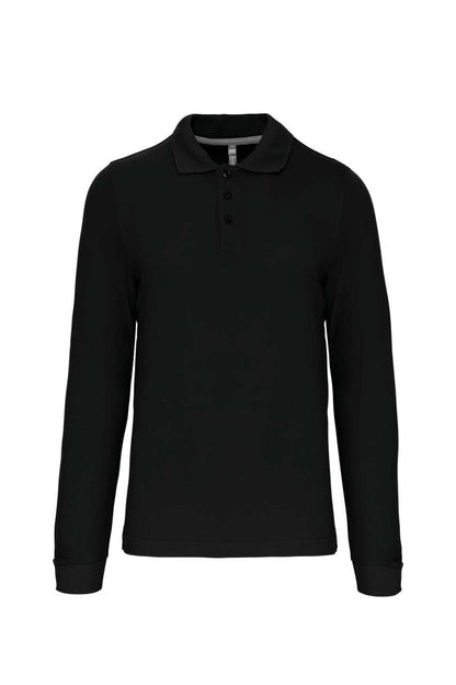 MEN'S LONG-SLEEVED POLO SHIRT - Black - Main