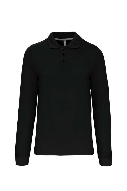 MEN'S LONG-SLEEVED POLO SHIRT - Black - Main