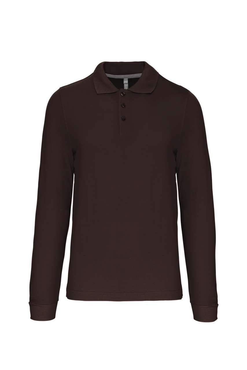 MEN'S LONG-SLEEVED POLO SHIRT - Chocolate - Main