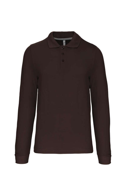 MEN'S LONG-SLEEVED POLO SHIRT - Chocolate - Main