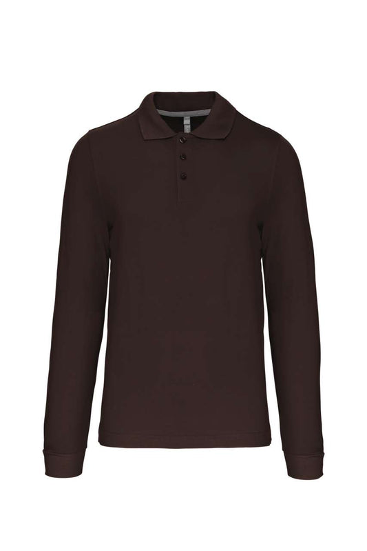MEN'S LONG-SLEEVED POLO SHIRT - Chocolate - Main