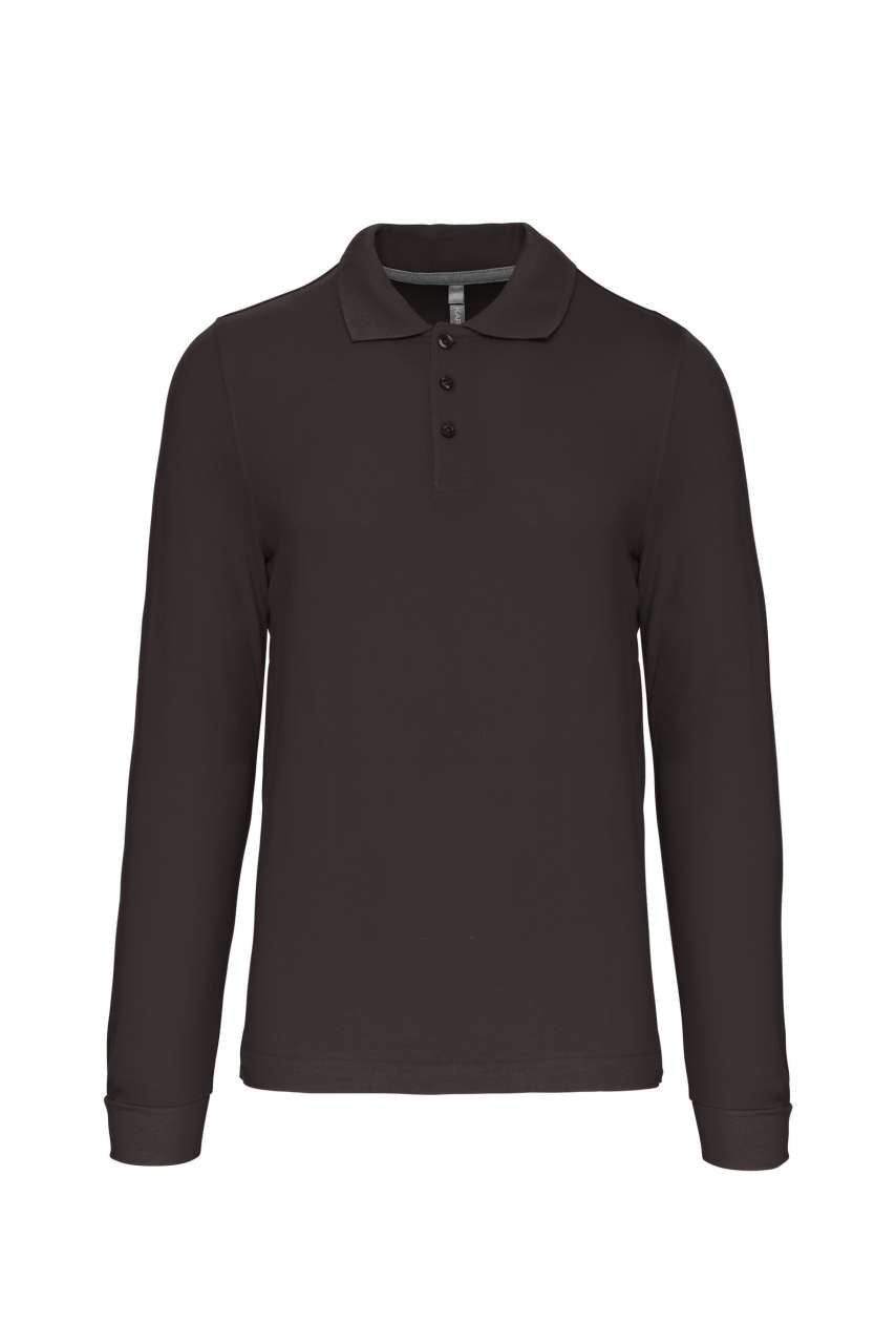 MEN'S LONG-SLEEVED POLO SHIRT - Dark Grey - Main