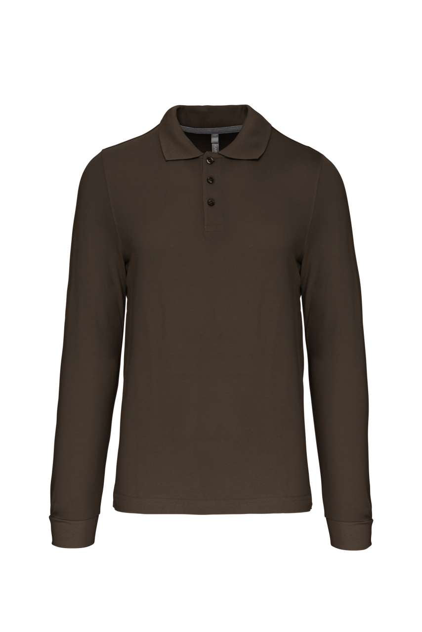MEN'S LONG-SLEEVED POLO SHIRT - Dark Khaki - Main