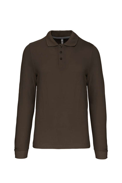 MEN'S LONG-SLEEVED POLO SHIRT - Dark Khaki - Main