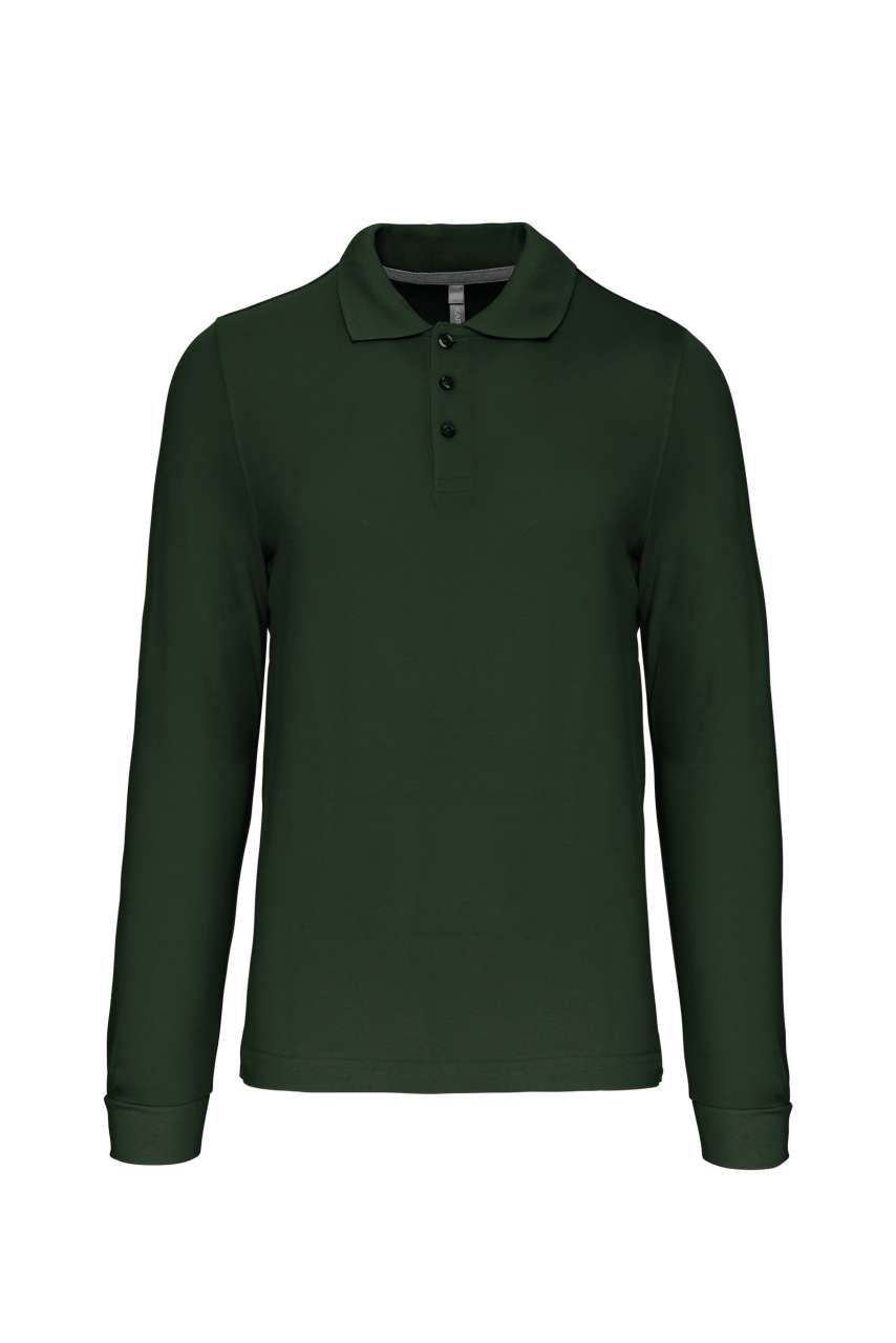 MEN'S LONG-SLEEVED POLO SHIRT - Forest Green - Main