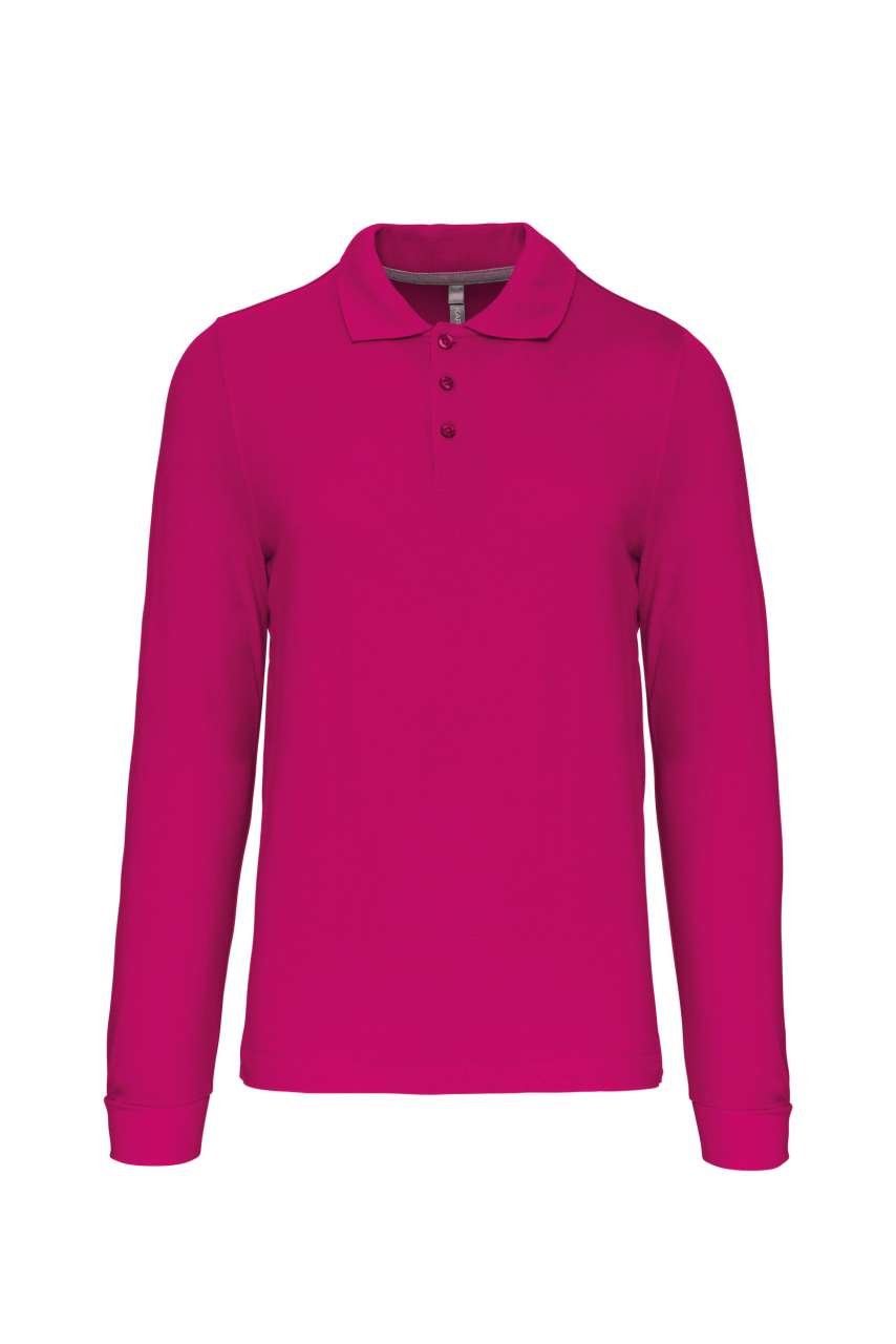 MEN'S LONG-SLEEVED POLO SHIRT - Fuchsia - Main