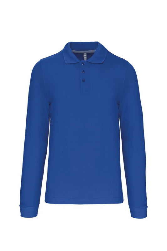 MEN'S LONG-SLEEVED POLO SHIRT - Light Royal Blue - Main