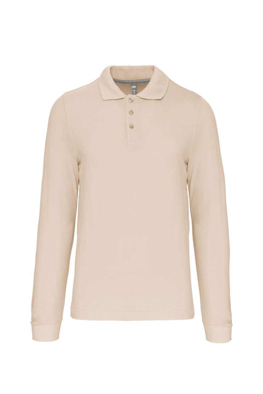 MEN'S LONG-SLEEVED POLO SHIRT - Light Sand - Main