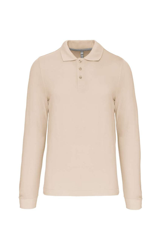 MEN'S LONG-SLEEVED POLO SHIRT - Light Sand - Main