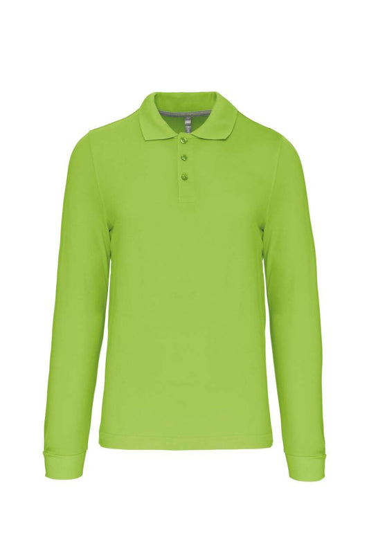 MEN'S LONG-SLEEVED POLO SHIRT - Lime - Main