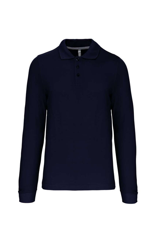 MEN'S LONG-SLEEVED POLO SHIRT - Navy - Main