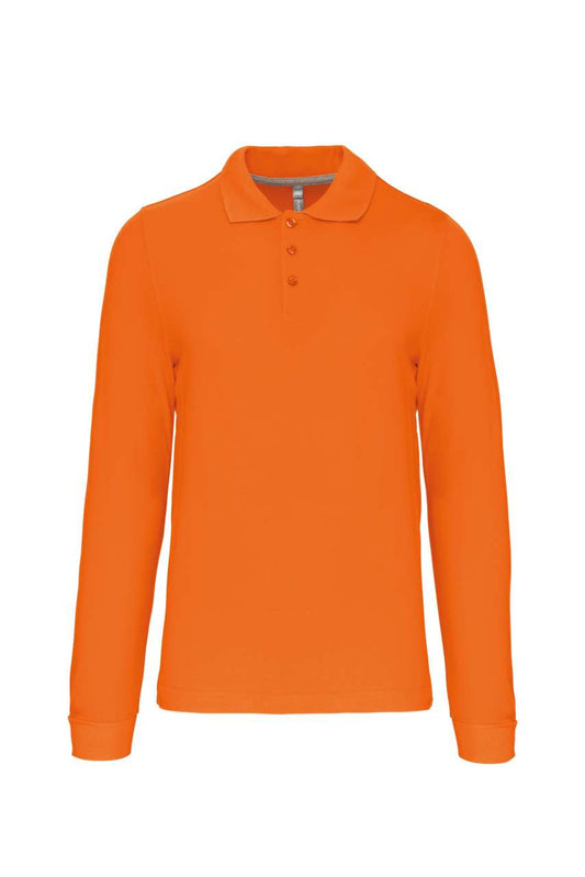 MEN'S LONG-SLEEVED POLO SHIRT - Orange - Main