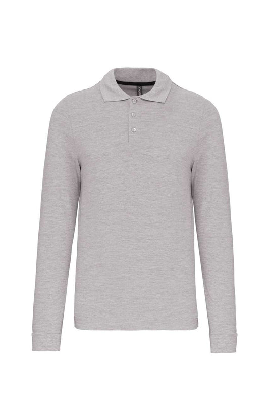 MEN'S LONG-SLEEVED POLO SHIRT - Oxford Grey - Main