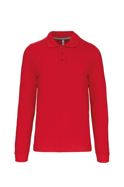MEN'S LONG-SLEEVED POLO SHIRT - Red - Main