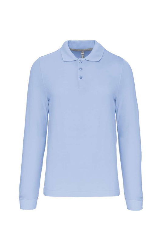 MEN'S LONG-SLEEVED POLO SHIRT - Sky Blue - Main