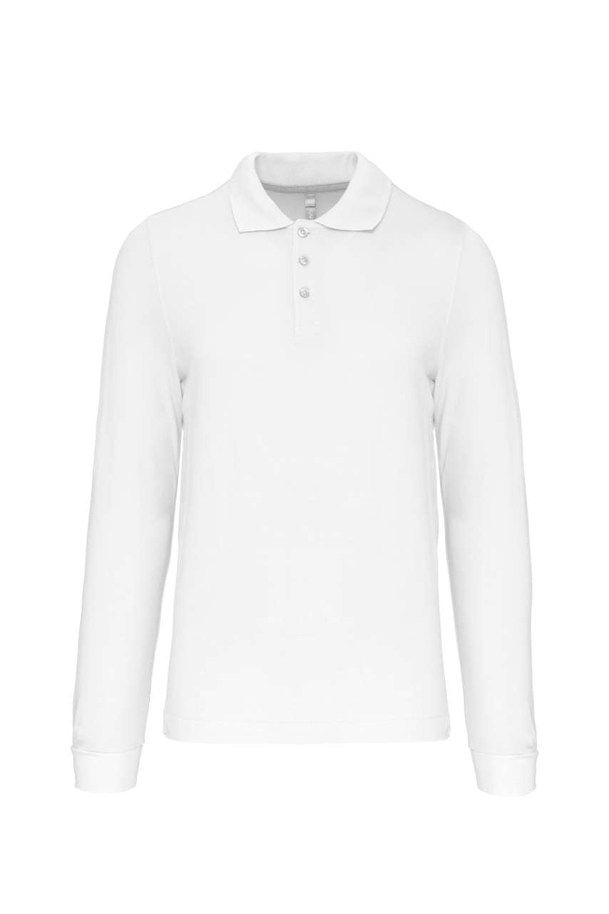 MEN'S LONG-SLEEVED POLO SHIRT - White - Main