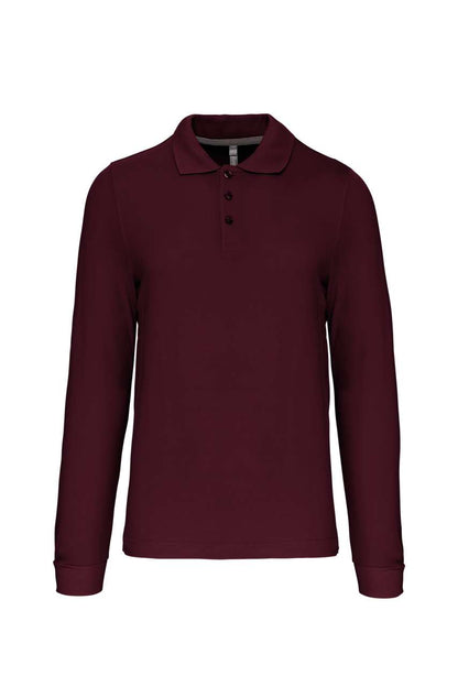 MEN'S LONG-SLEEVED POLO SHIRT - Wine - Main