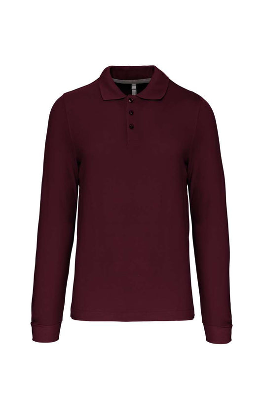 MEN'S LONG-SLEEVED POLO SHIRT - Wine - Main