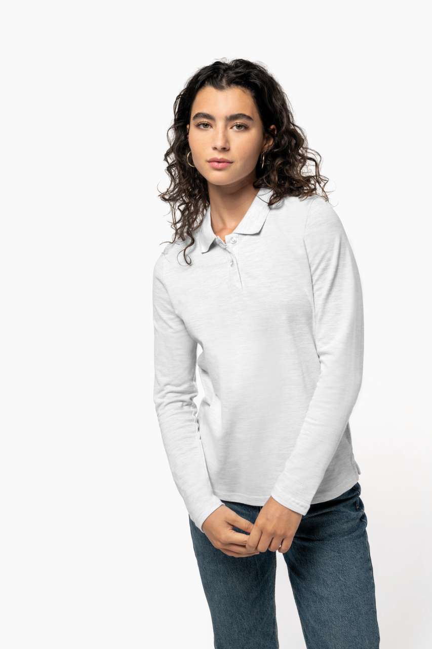 LADIES' LONG-SLEEVED POLO SHIRT - Black - Additional