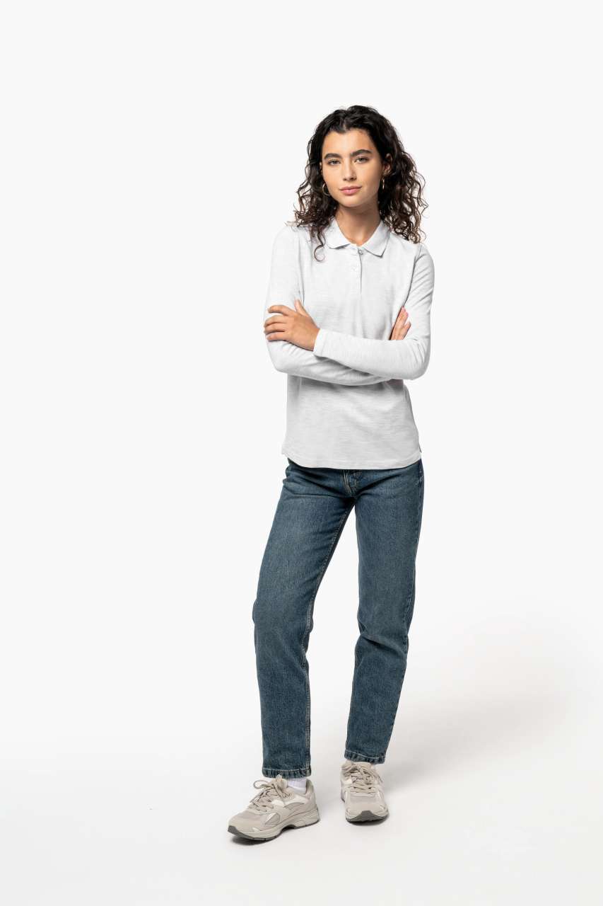LADIES' LONG-SLEEVED POLO SHIRT - Black - Additional