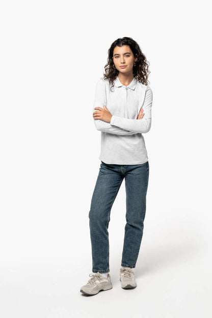 LADIES' LONG-SLEEVED POLO SHIRT - Black - Additional